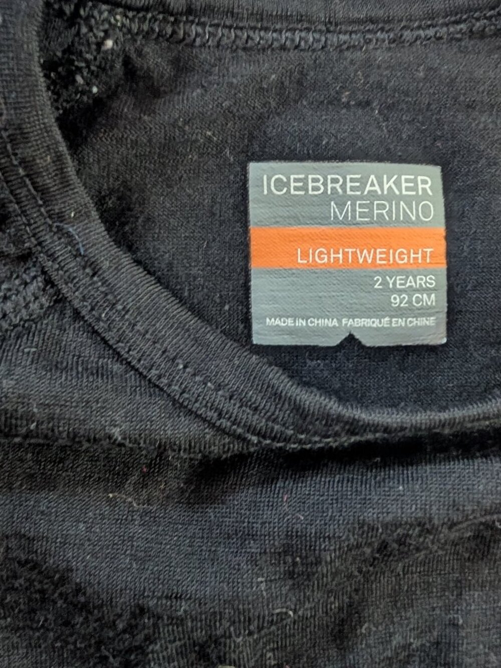 Icebreaker Merino Bowl toddler 2T black lightweight base layer
